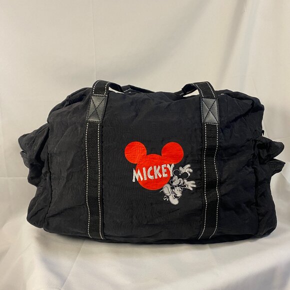 MICKEY UNLIMITED EMBROIDERED DISNEY BLACK DUFFLE BAG TRAVEL 17" - Picture 1 of 11
